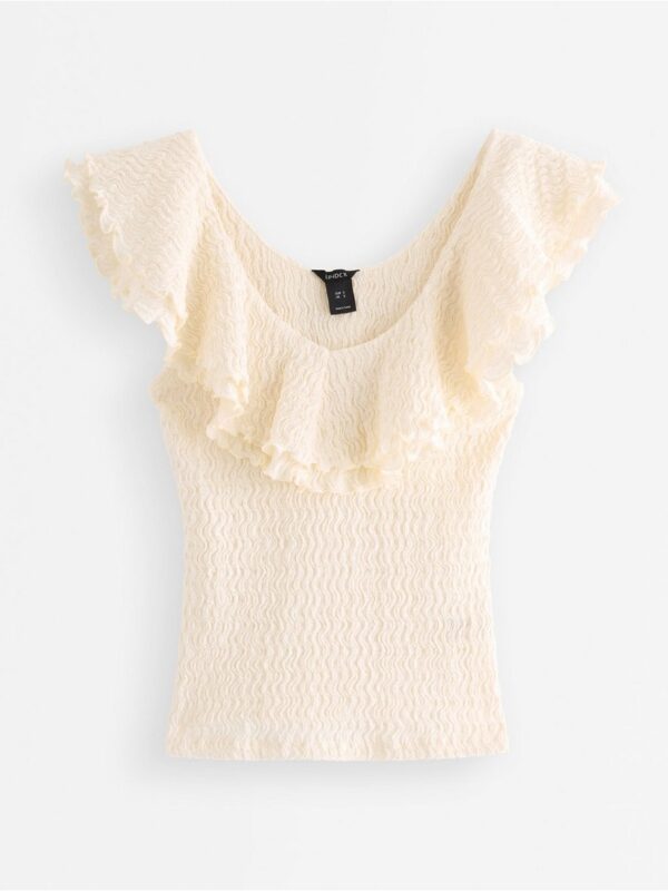 Sleeveless top with flounce - 3006571-300