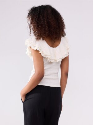 Sleeveless top with flounce - 3006571-300