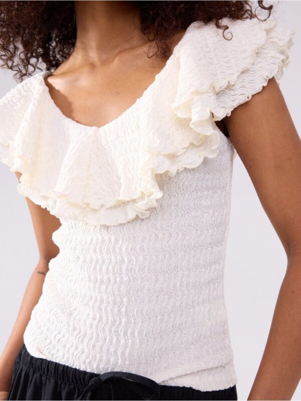 Sleeveless top with flounce - 3006571-300
