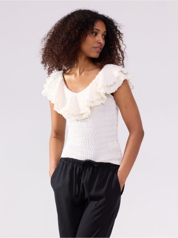 Sleeveless top with flounce - 3006571-300