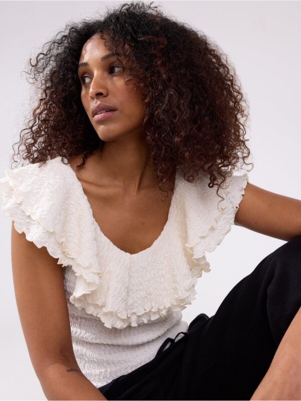 Sleeveless top with flounce - 3006571-300