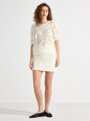 Mini skirt with flower lace - 3006957-300