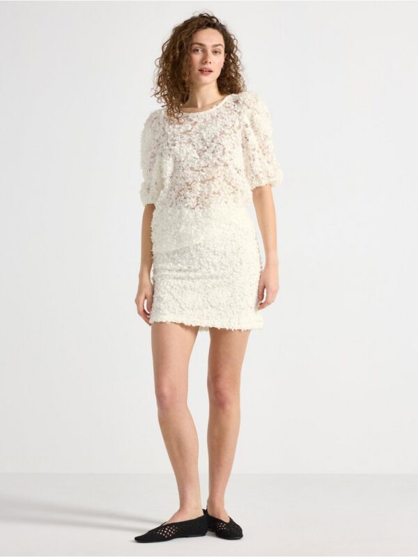 Mini skirt with flower lace - 3006957-300