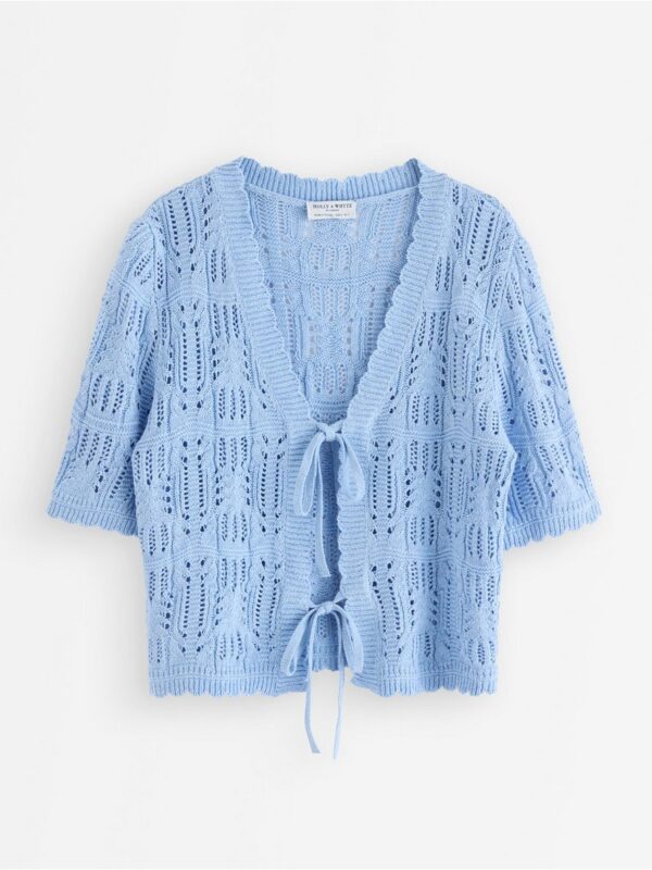 Knitted cardigan with short sleeves - 3007267-9614
