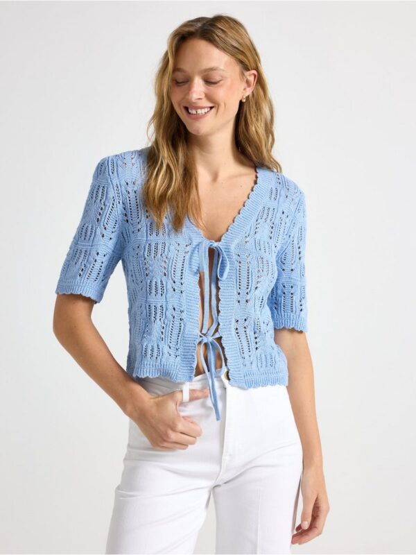 Knitted cardigan with short sleeves - 3007267-9614
