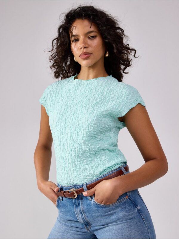 Short-sleeved top with structure - 3007671-7610