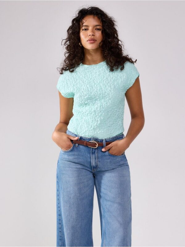 Short-sleeved top with structure - 3007671-7610