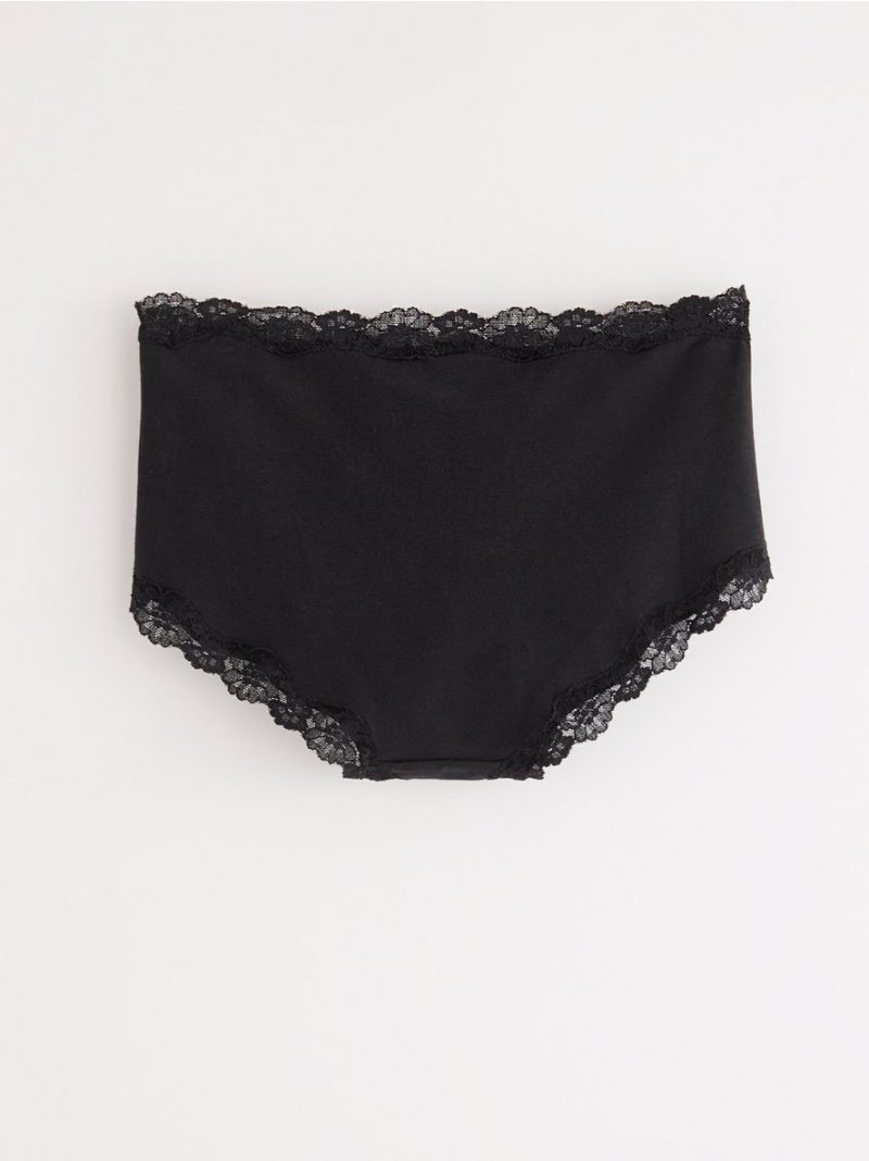 Regular waist cotton brief with lace trim - 7550423-80