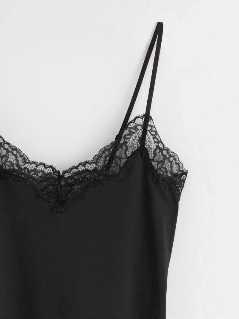 Camisole with Lace - Black, XS - 7603041-80|XS