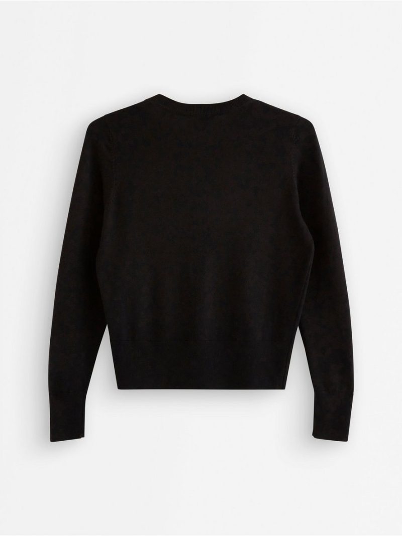 Fine-knit Black Cardigan - 7777821-80