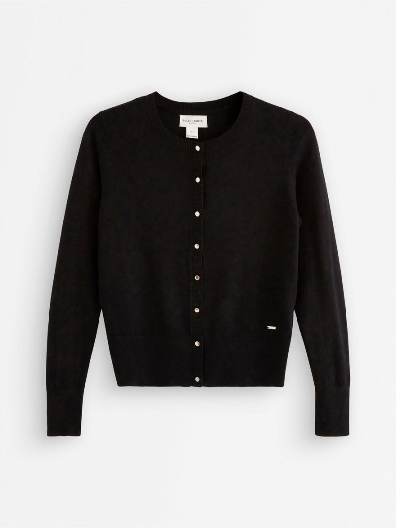 Fine-knit Black Cardigan - 7777821-80