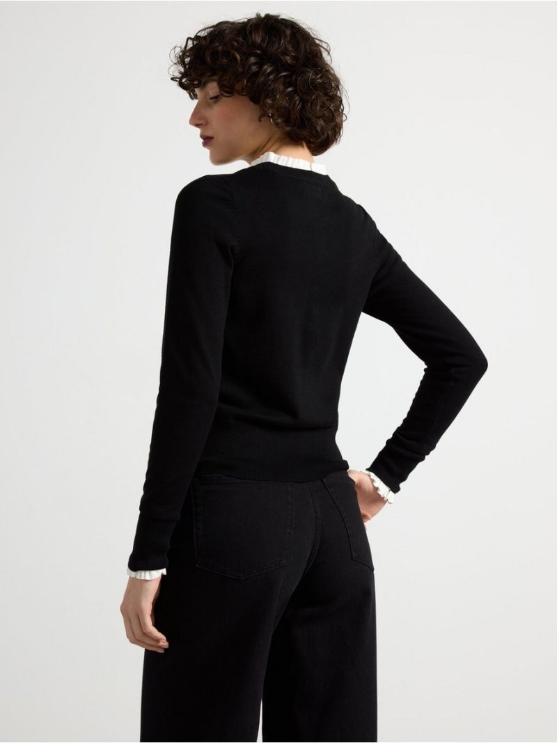 Fine-knit Black Cardigan - 7777821-80