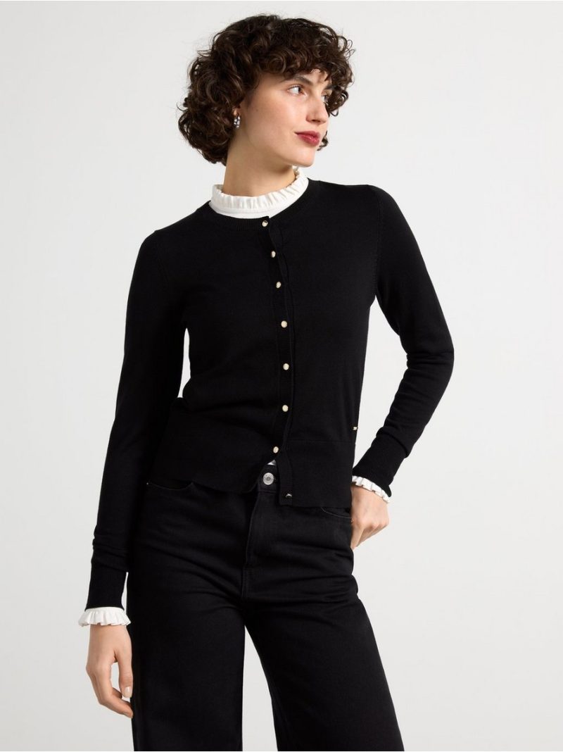 Fine-knit Black Cardigan - 7777821-80