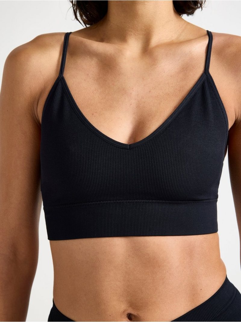 Seamless ribbed v-neck soft bra - 7932601-80