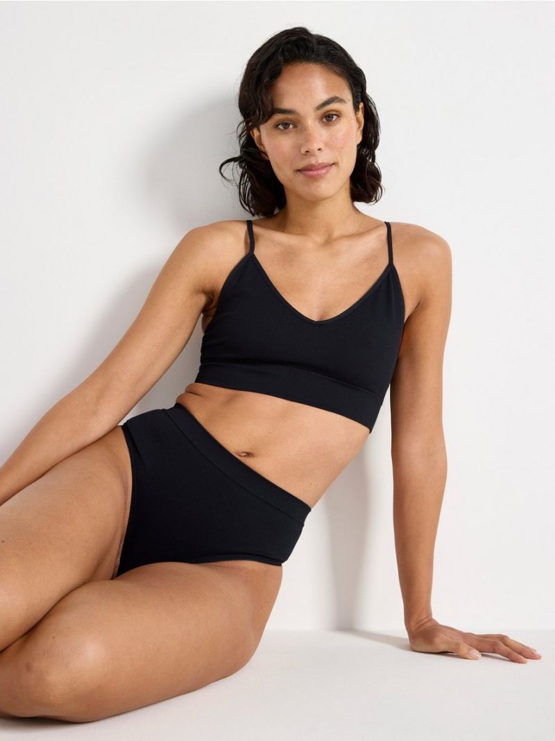 Seamless ribbed v-neck soft bra - 7932601-80