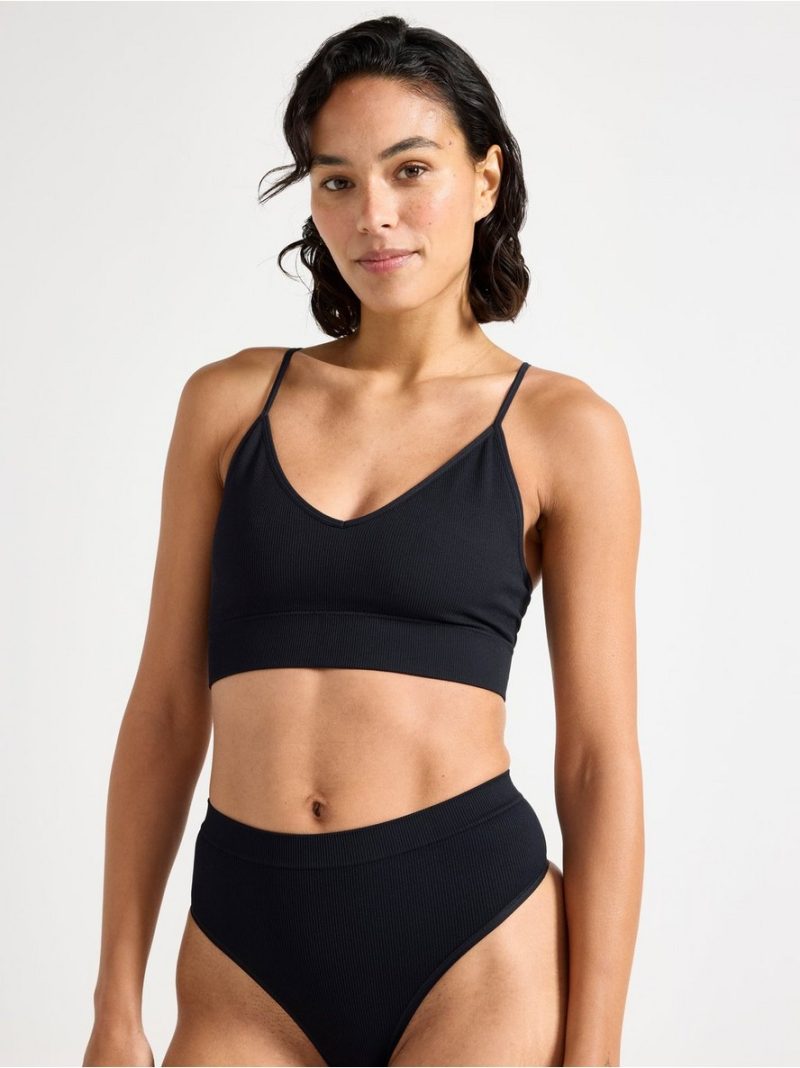 Seamless ribbed v-neck soft bra - 7932601-80