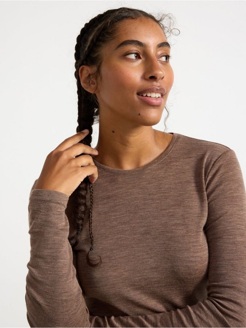 Long sleeve top in merino wool - 8362682-7199