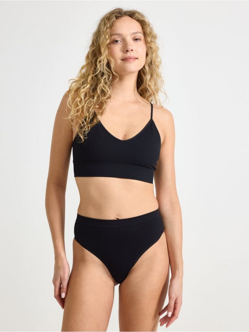 - Seamless ribbed thong high waist Seamless ribbed thong high waist - 8375964-80