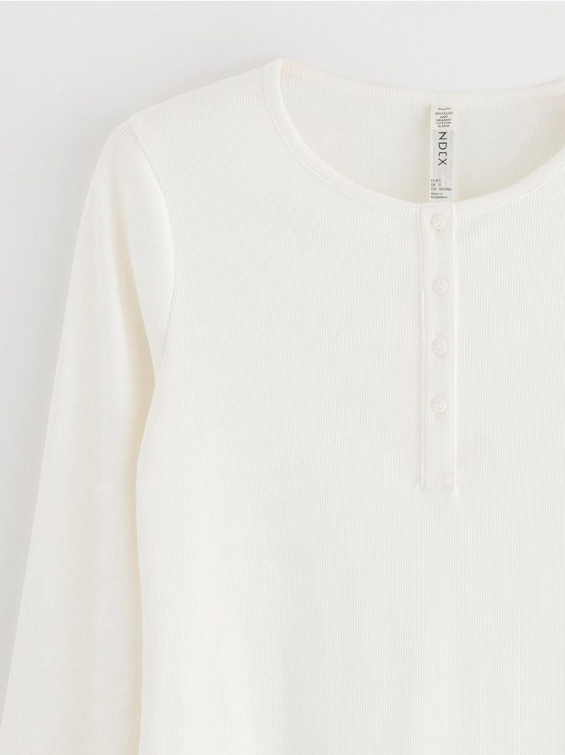 Ribbed long sleeve pyjama top - 8398144-300