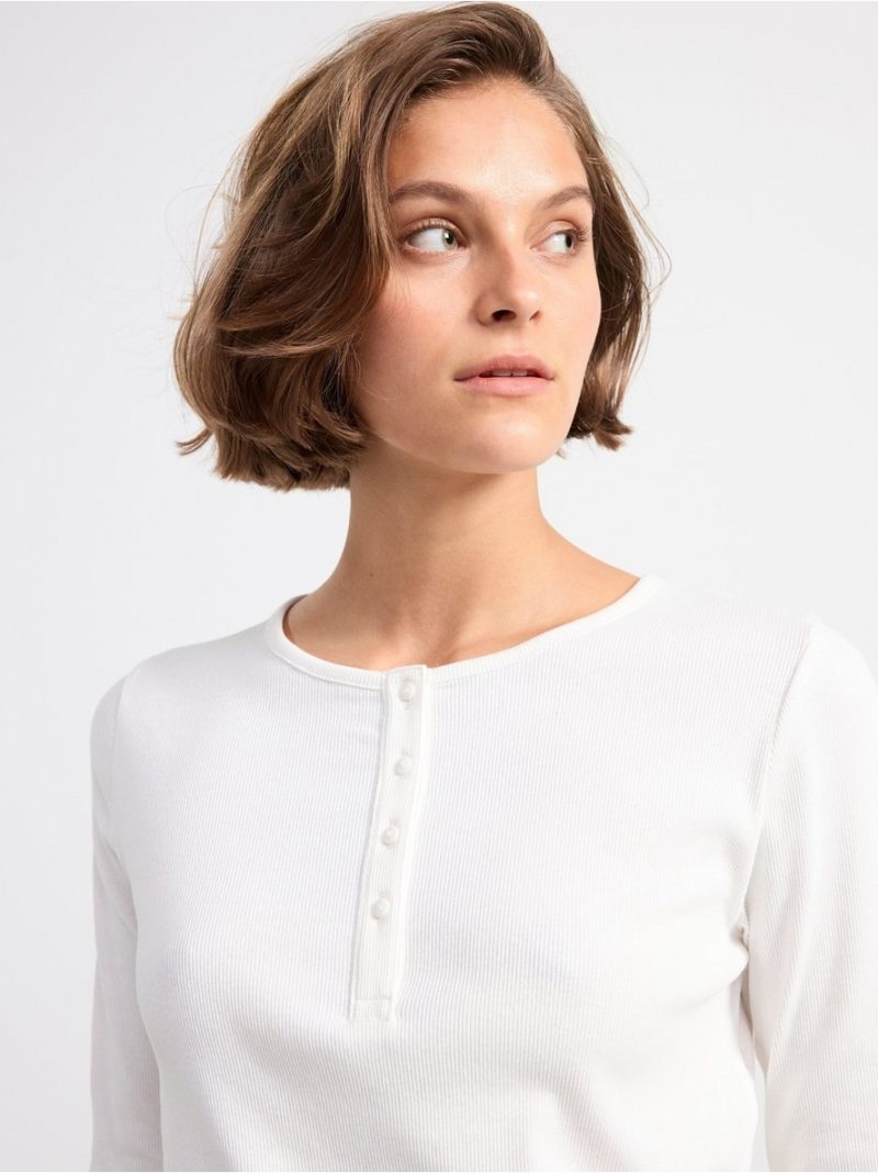 Ribbed long sleeve pyjama top - 8398144-300