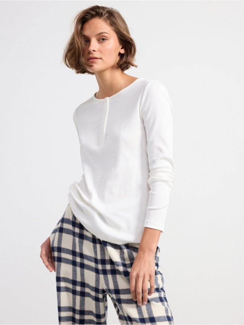 Ribbed long sleeve pyjama top - 8398144-300