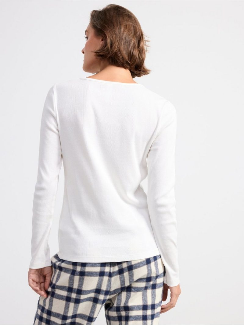 Ribbed long sleeve pyjama top - 8398144-300