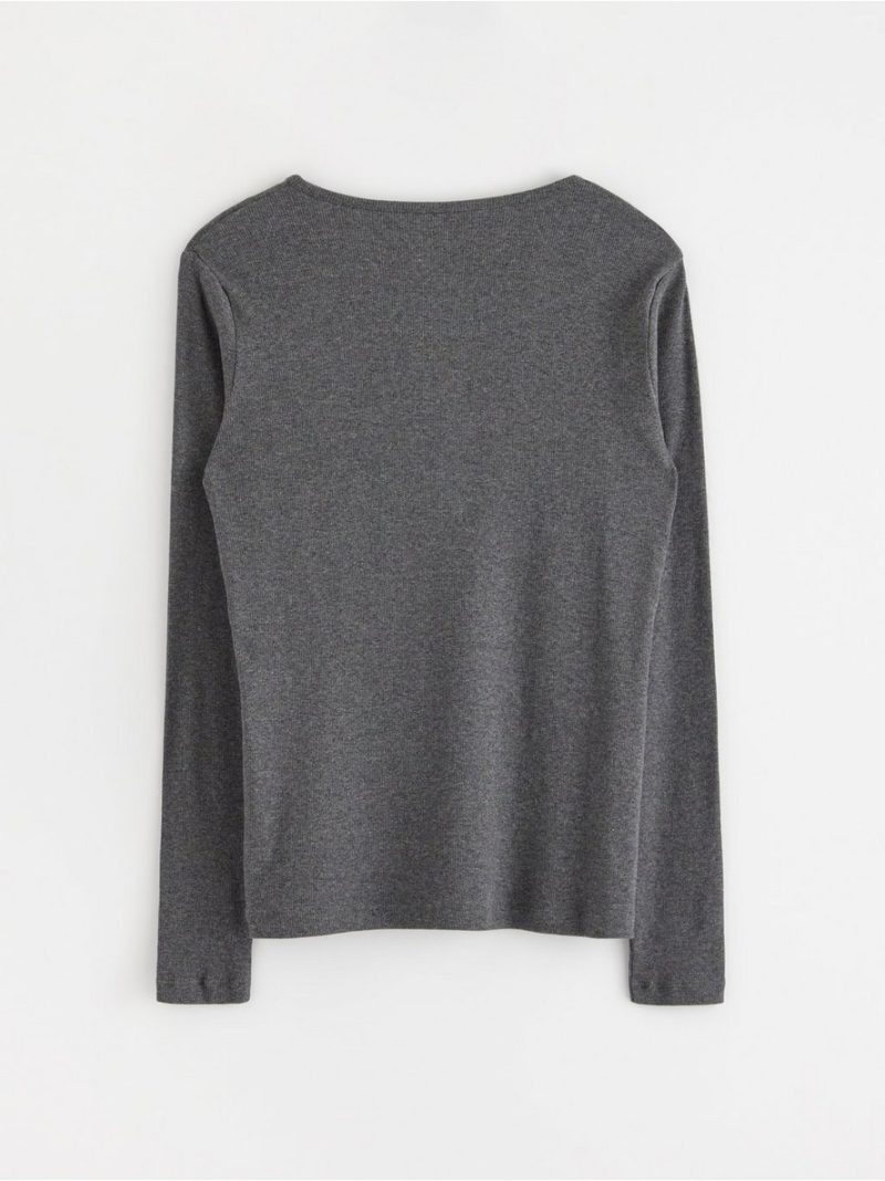 Ribbed long sleeve pyjama top - 8398144-7945