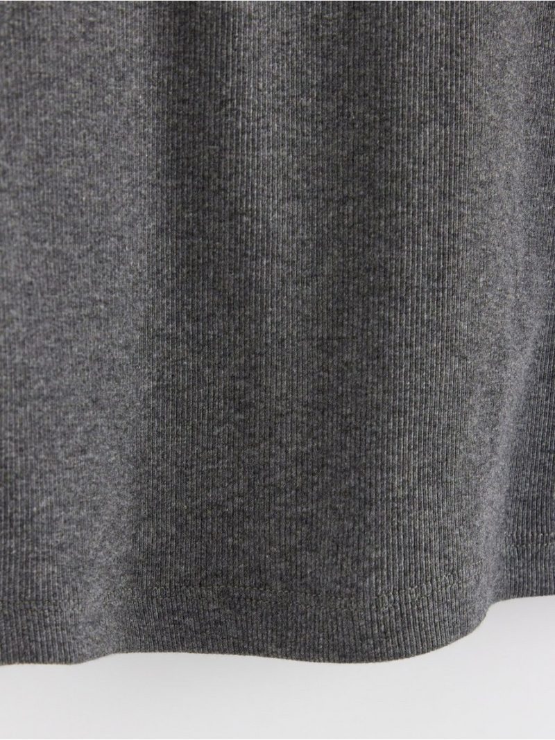 Ribbed long sleeve pyjama top - Dark Grey Melange, XL - 8398144-7945|XL