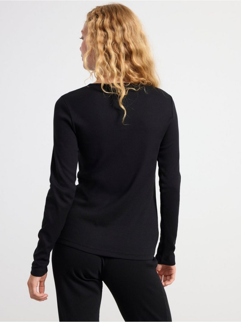 Ribbed long sleeve pyjama top - 8398144-80