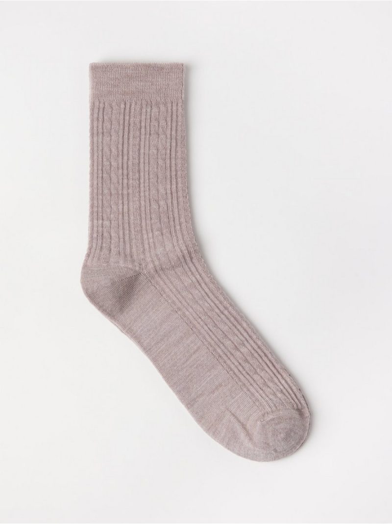 Cable-knit merino wool blend socks - 8452518-4959