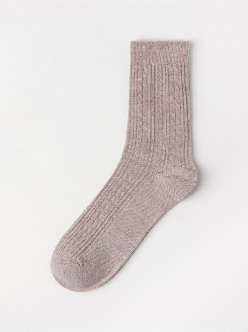- Cable-knit merino wool blend socks Cable-knit merino wool blend socks - 8452518-4959