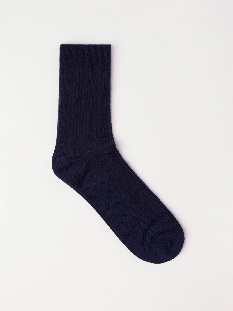 Cable-knit merino wool blend socks - 8452518-6583