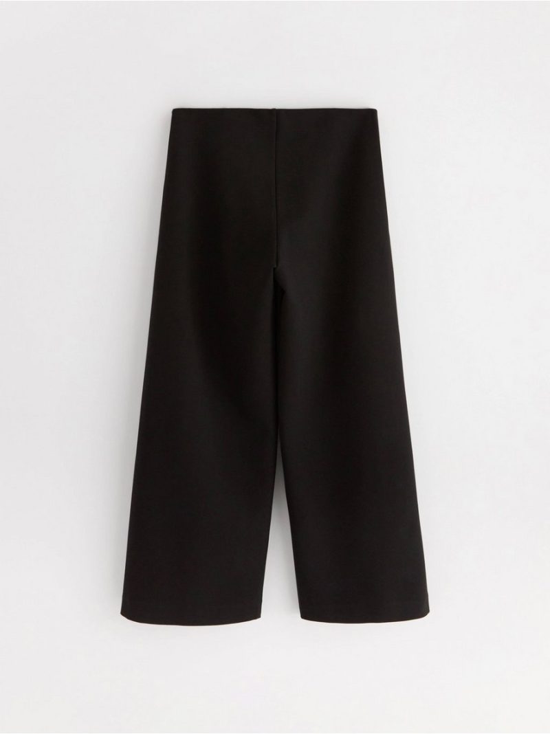 Cropped trousers in punto  with wide legs - 8608195-80