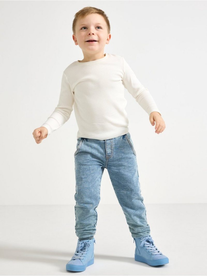 Joggers with denim look - 8684107-9392