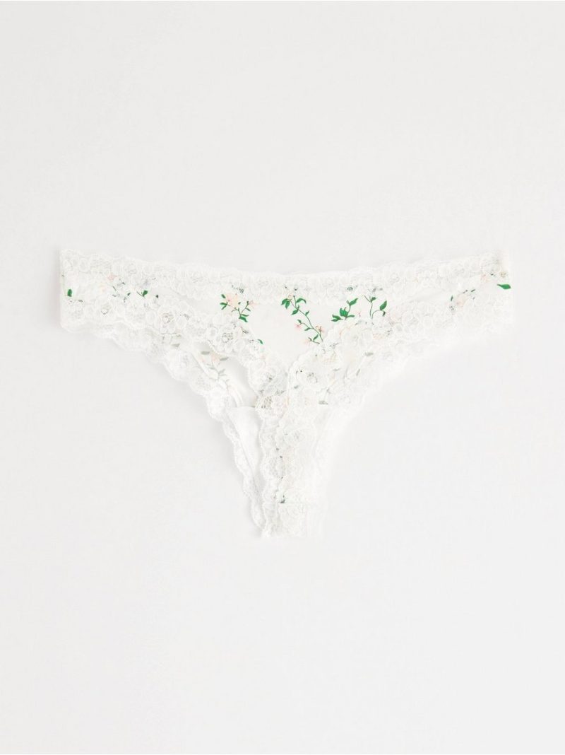 Thong with lace details - 8703783-70