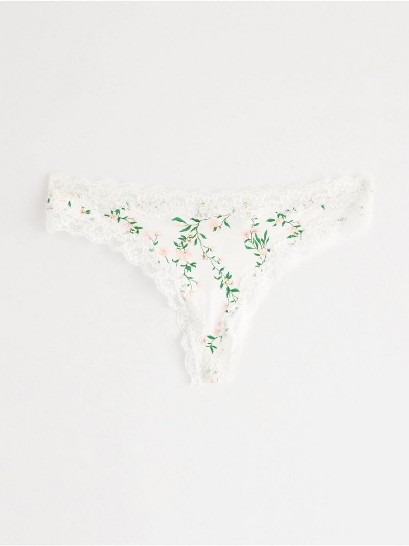 - Thong with lace details Thong with lace details - 8703783-70