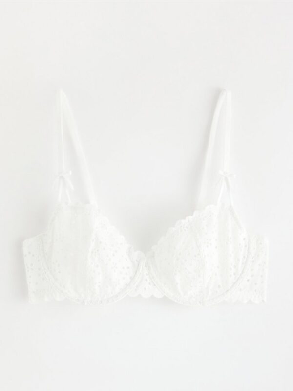 Unpadded bra with broderie anglaise - 3004040-70