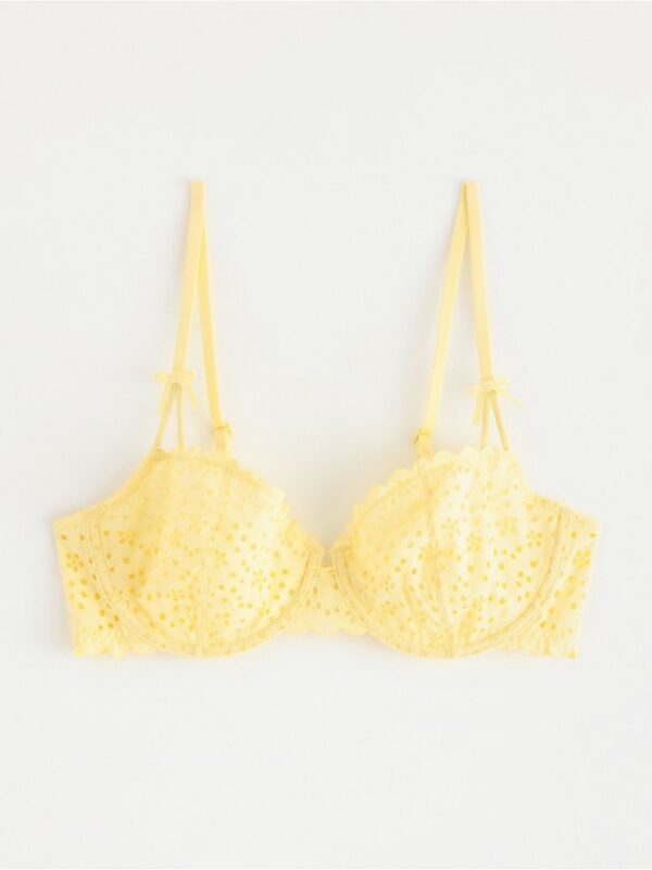 Unpadded bra with broderie anglaise - 3004040-9681