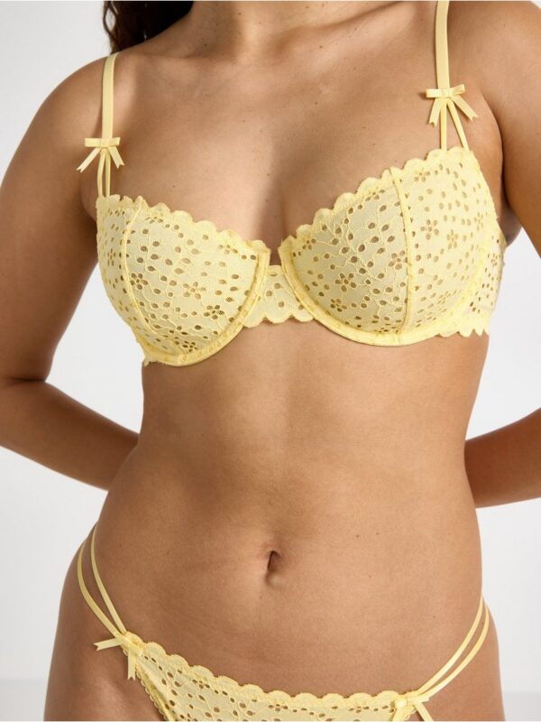Unpadded bra with broderie anglaise - 3004040-9681