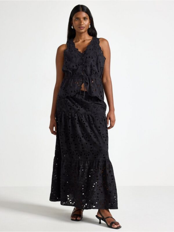 Maxi skirt with broderie anglaise - 3005469-80