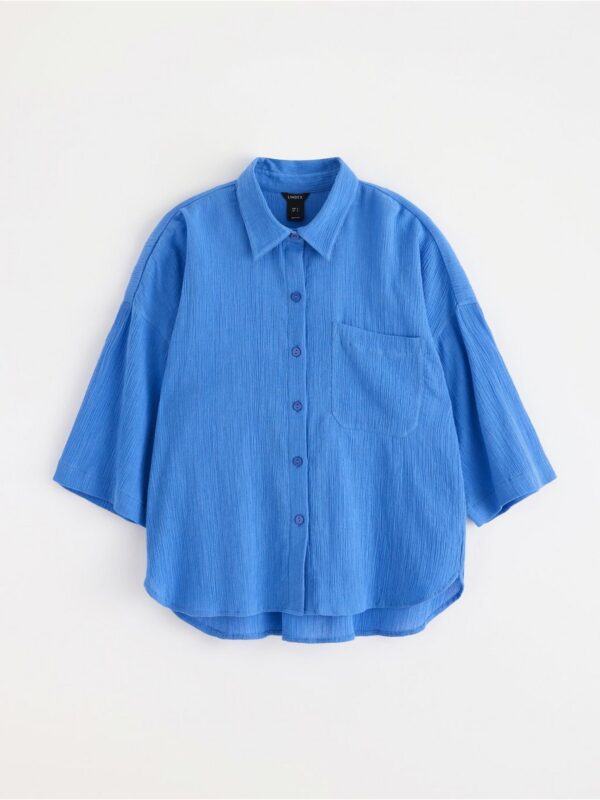 Crinkled shirt with short sleeve - 3005737-7424