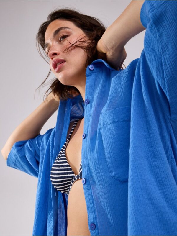 Crinkled shirt with short sleeve - 3005737-7424