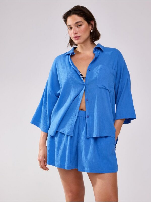 Crinkled shirt with short sleeve - 3005737-7424