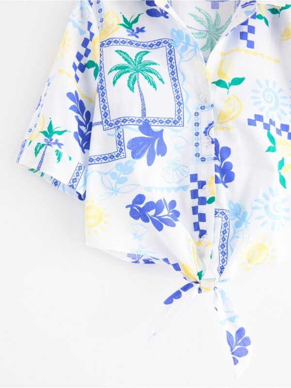 Blouse with knot waist - 3005775-300