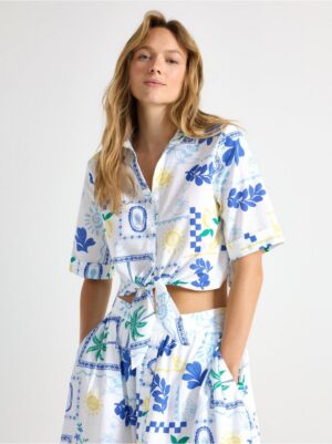 Blouse with knot waist - 3005775-300