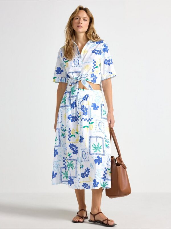 Blouse with knot waist - 3005775-300
