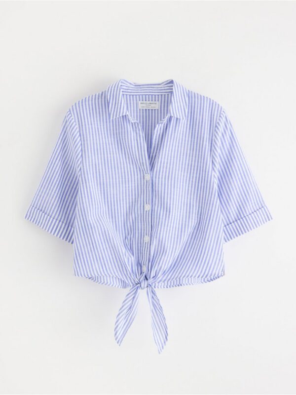 Blouse with knot waist - 3005775-7343