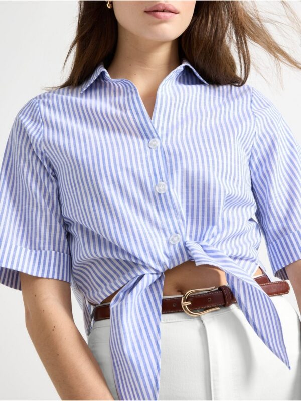 Blouse with knot waist - 3005775-7343