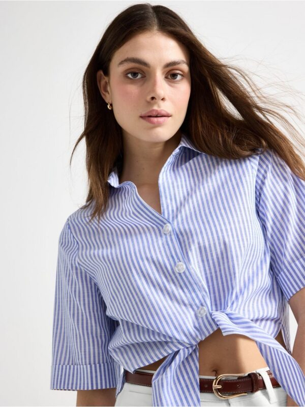 Blouse with knot waist - 3005775-7343