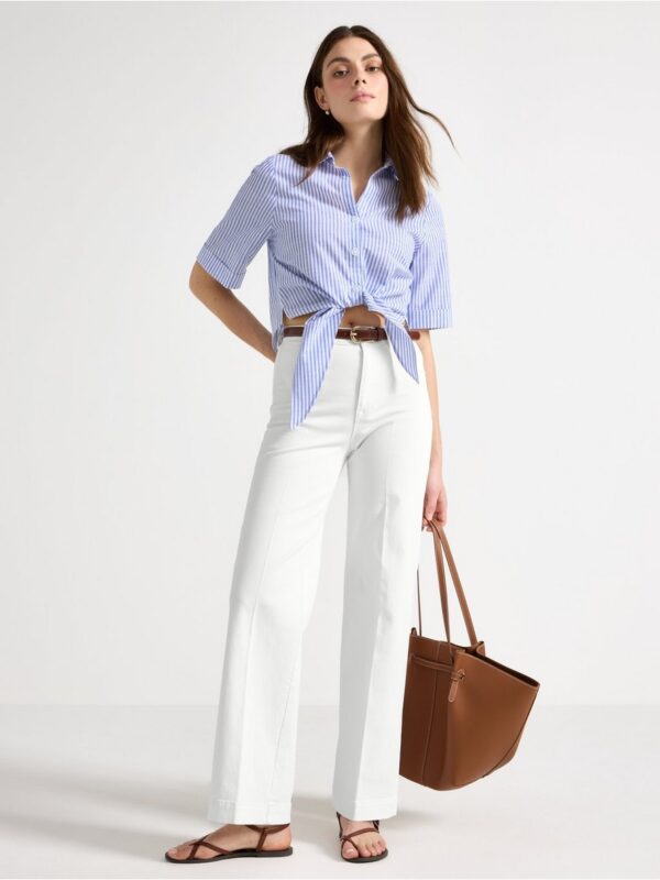 Blouse with knot waist - 3005775-7343